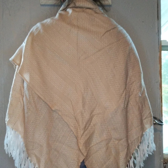 Womans gauzy stripe poncho jacket ligh orange and white - Picture 9 of 16